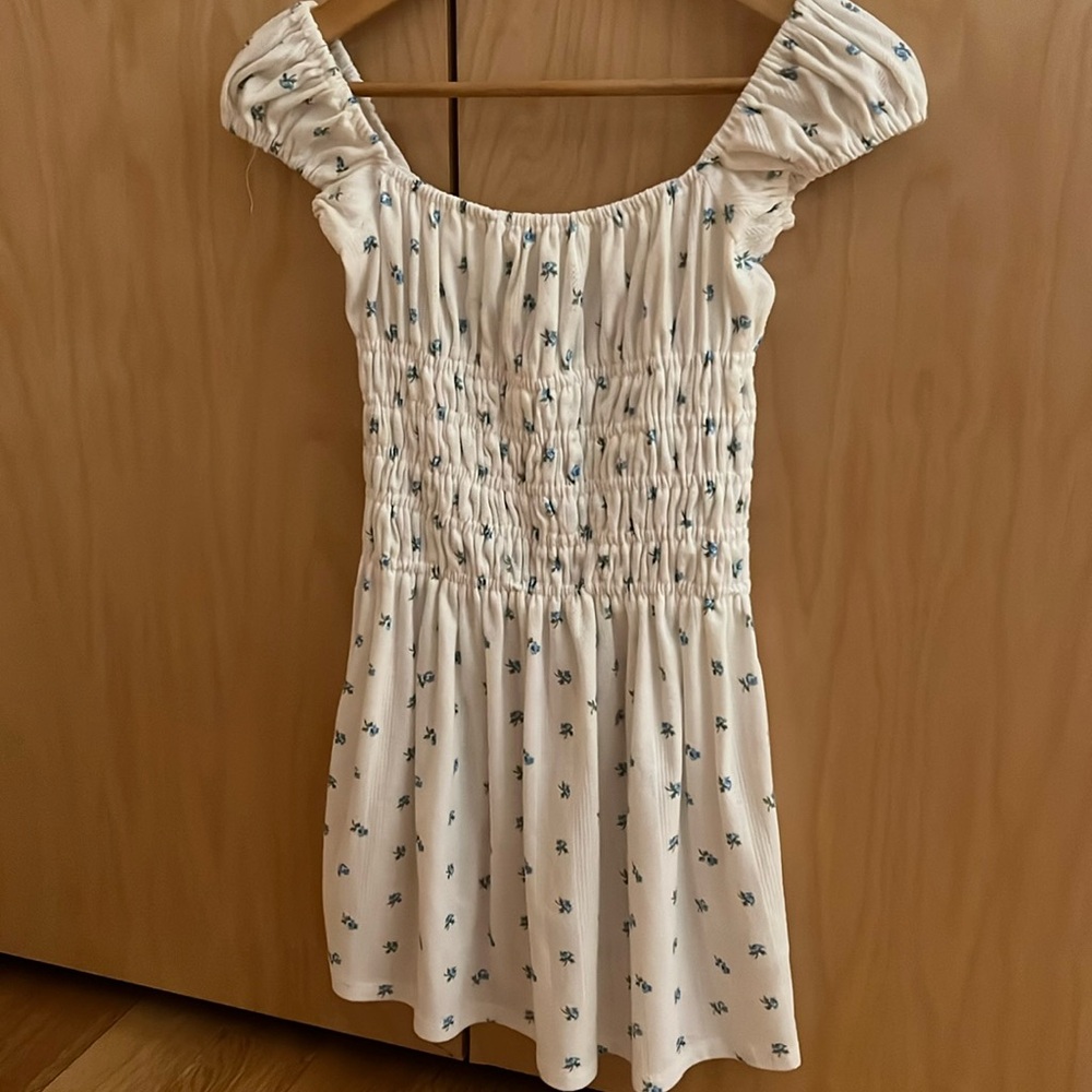 With Jean Marseille Dress Blue Floral Pointelle XS